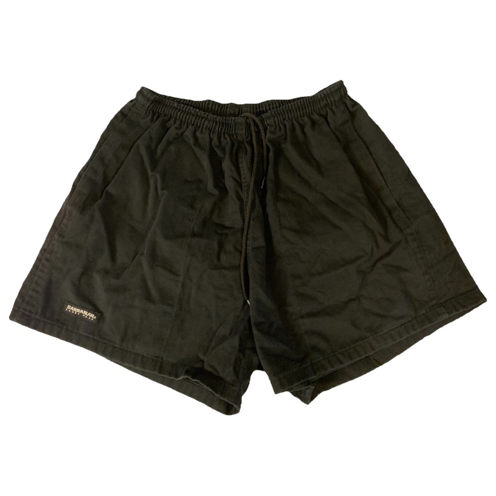 Vintage 90s Barbarian Rugby Wear Shorts XL Black 100% Cotton Made In Canada
